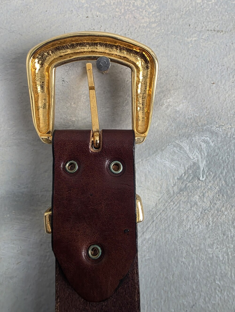 Brown Leather 4 Gold Concho Genuine Thick Quality Made In Italy 38' - Picture 2 of 10
